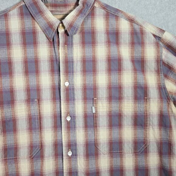 Rare Vintage LEVI’S SilverTab Elements Checkered Plaid Wax Thick Button Shirt 90 - Picture 2 of 14